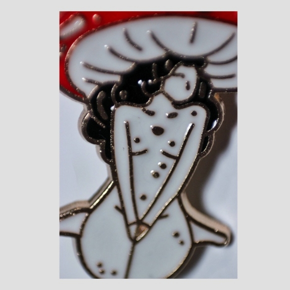 Red toadstool fairy core mushroom girl enamel pin - Picture 6 of 7